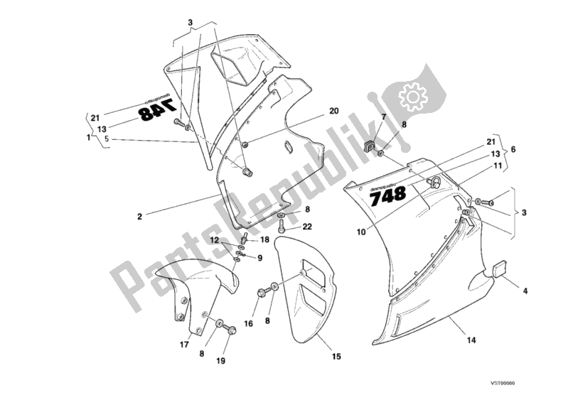 Tutte le parti per il Carenatura del Ducati Superbike 748 R Single-seat 2001